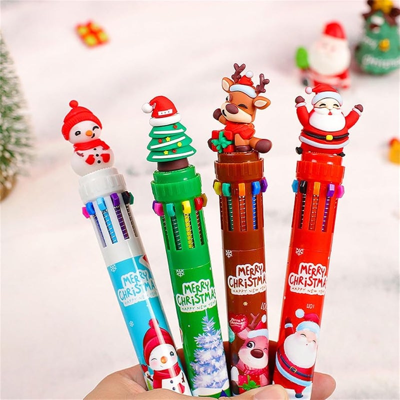 Christmas Tree Ballpoint Pen 6 Pcs Multicolor 10 In 1 Shuttle Office School Supplies - Image 5